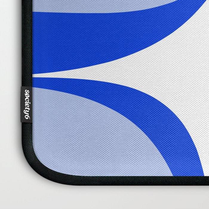 Blue Retro Groove Mid Century Modern Abstract Pattern Laptop Sleeve Gallery Image 3