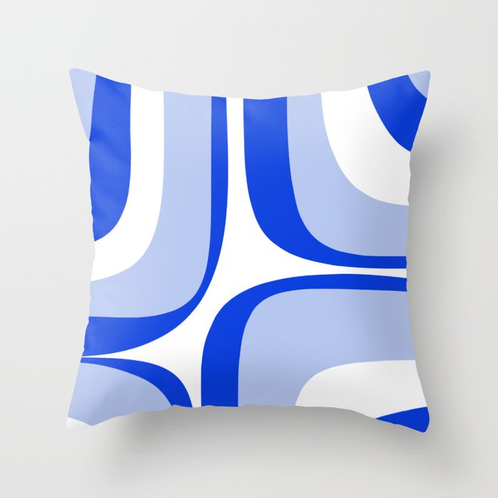 Blue Retro Groove Mid Century Modern Abstract Pattern Throw Pillow Gallery Image 6