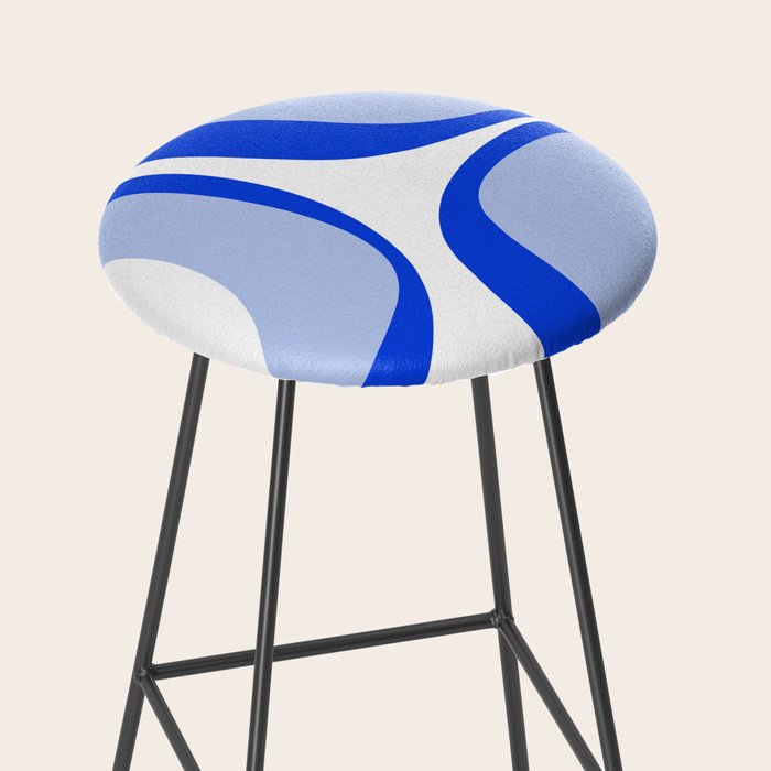 Blue Retro Groove Mid Century Modern Abstract Pattern Stool Gallery Image 2