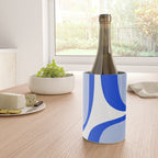 Blue Retro Groove Mid Century Modern Abstract Pattern Wine Chiller Gallery Image 4