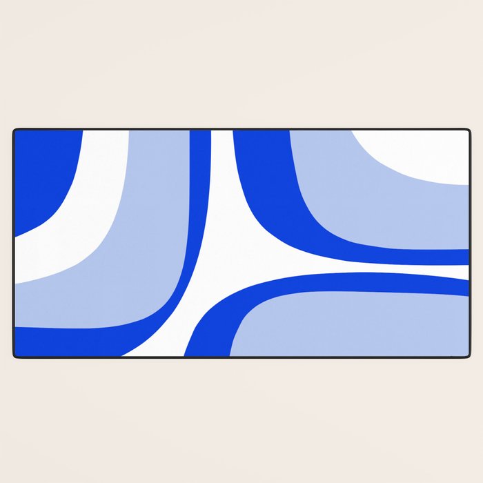 Blue Retro Groove Mid Century Modern Abstract Pattern Desk Mat Gallery Image 3
