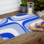 Blue Retro Groove Mid Century Modern Abstract Pattern Outdoor Rug Gallery Image 2