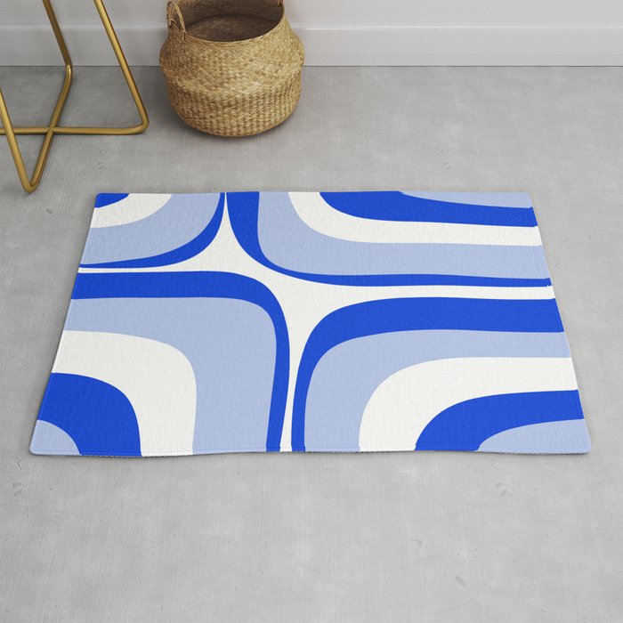 Blue Retro Groove Mid Century Modern Abstract Pattern Rug Gallery Image 1