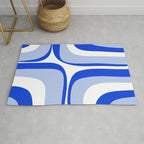 Blue Retro Groove Mid Century Modern Abstract Pattern Rug Gallery Image 1