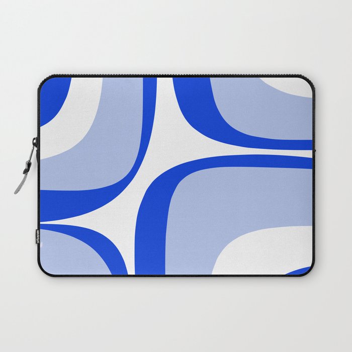 Blue Retro Groove Mid Century Modern Abstract Pattern Laptop Sleeve Gallery Image 1