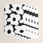 White Retro Flowers Black Background #decor #society6 #buyart Wrapping Paper Gallery Image 3