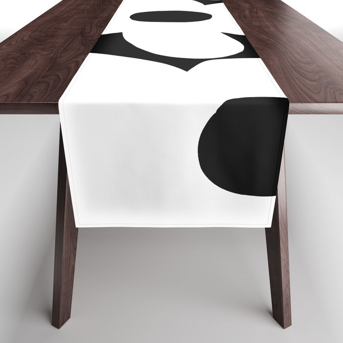 White Retro Flowers Black Background #decor #society6 #buyart Table Runner Gallery Image 1