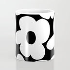 White Retro Flowers Black Background #decor #society6 #buyart Coffee Mug Gallery Image 4
