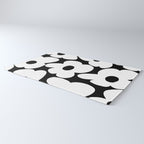 White Retro Flowers Black Background #decor #society6 #buyart Rug Gallery Image 3