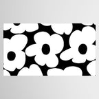 White Retro Flowers Black Background #decor #society6 #buyart Tablecloth Gallery Image 2
