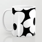 White Retro Flowers Black Background #decor #society6 #buyart Coffee Mug Gallery Image 3