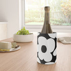White Retro Flowers Black Background #decor #society6 #buyart Wine Chiller Gallery Image 4