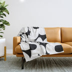 White Retro Flowers Black Background #decor #society6 #buyart Throw Blanket Gallery Image 1