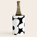 White Retro Flowers Black Background #decor #society6 #buyart Wine Chiller Gallery Image 2