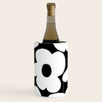 White Retro Flowers Black Background #decor #society6 #buyart Wine Chiller Gallery Image 1