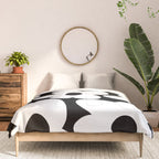 White Retro Flowers Black Background #decor #society6 #buyart Comforter Gallery Image 3