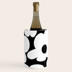 White Retro Flowers Black Background #decor #society6 #buyart Wine Chiller Gallery Image 3