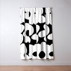 White Retro Flowers Black Background #decor #society6 #buyart Window Curtain Gallery Image 3