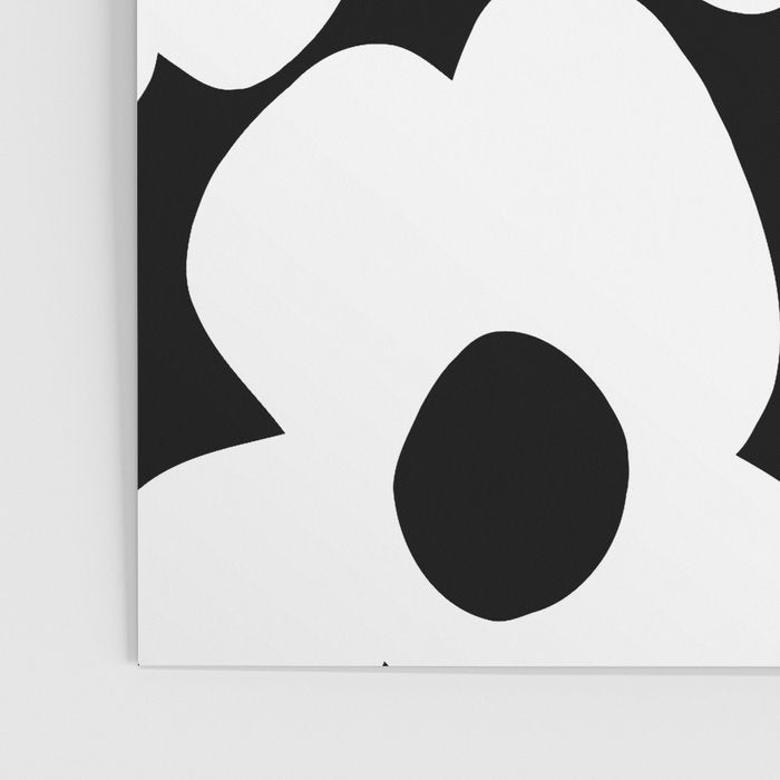 White Retro Flowers Black Background #decor #society6 #buyart Poster Gallery Image 3