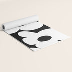White Retro Flowers Black Background #decor #society6 #buyart Yoga Mat Gallery Image 2