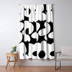 White Retro Flowers Black Background #decor #society6 #buyart Window Curtain Gallery Image 5