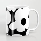 White Retro Flowers Black Background #decor #society6 #buyart Coffee Mug Gallery Image 1