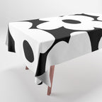 White Retro Flowers Black Background #decor #society6 #buyart Tablecloth Gallery Image 1
