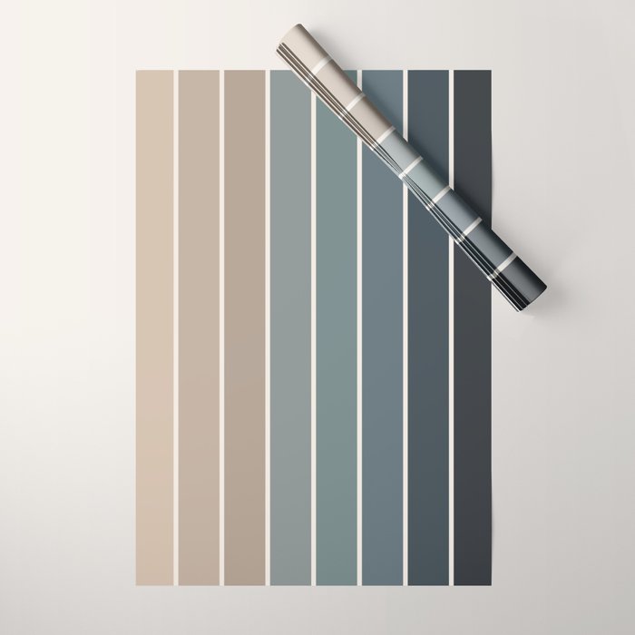 Gradient Arch XXVIII Earthy Blue Mid Century Modern Rainbow Wrapping Paper Gallery Image 1