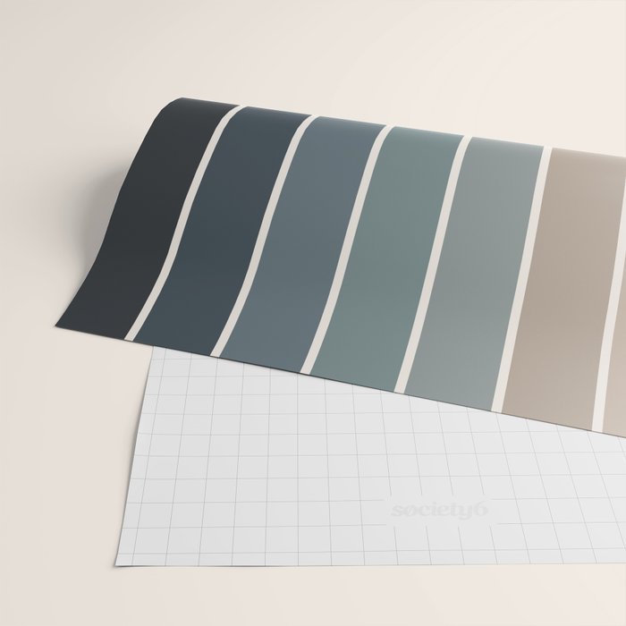 Gradient Arch XXVIII Earthy Blue Mid Century Modern Rainbow Wrapping Paper Gallery Image 2