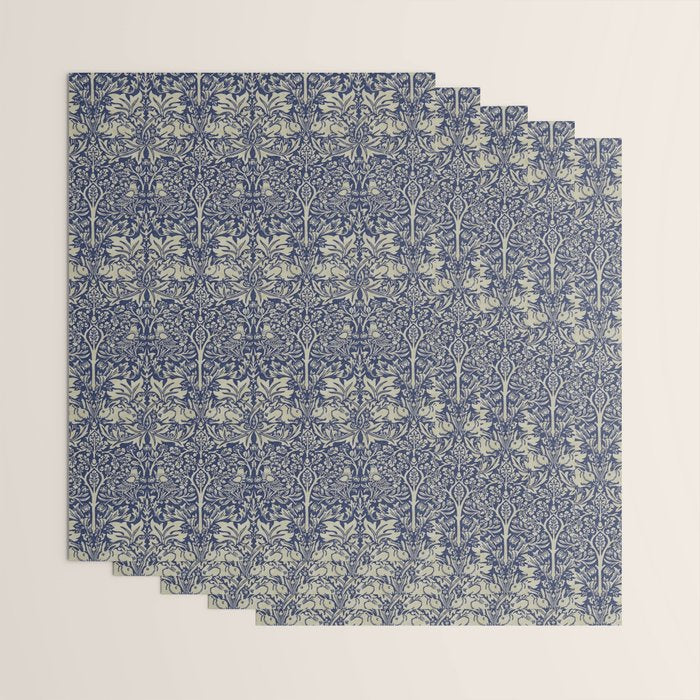 William Morris Brer Rabbit Indigo Blue Vintage Pattern Wrapping Paper Gallery Image 3