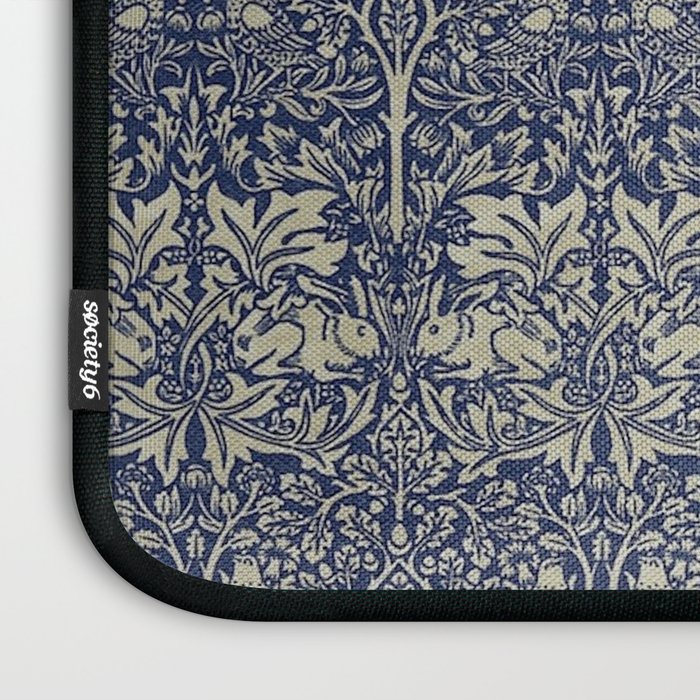 William Morris Brer Rabbit Indigo Blue Vintage Pattern Laptop Sleeve Gallery Image 3