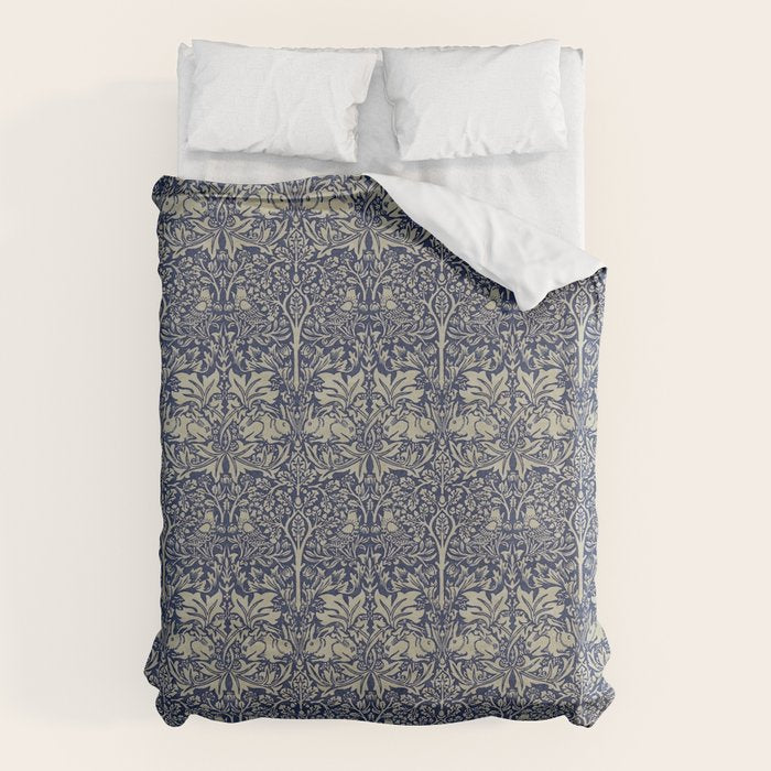 William Morris Brer Rabbit Indigo Blue Vintage Pattern Duvet Cover Gallery Image 6