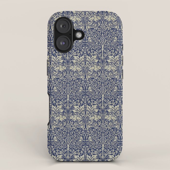 William Morris Brer Rabbit Indigo Blue Vintage Pattern iPhone Case Gallery Image 1