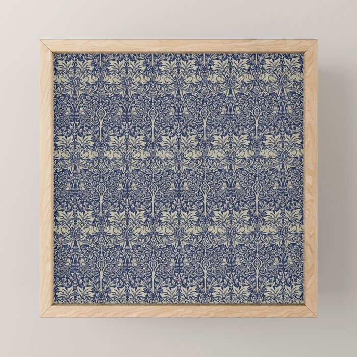 William Morris Brer Rabbit Indigo Blue Vintage Pattern Mini Art Print Gallery Image 1
