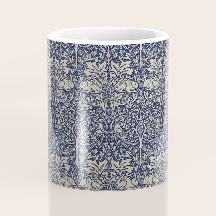 William Morris Brer Rabbit Indigo Blue Vintage Pattern Coffee Mug Gallery Image 4