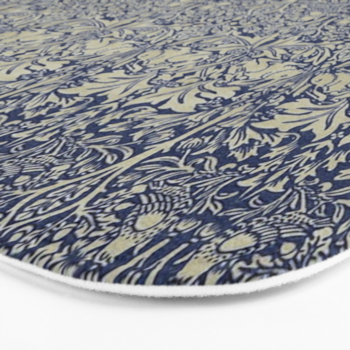 William Morris Brer Rabbit Indigo Blue Vintage Pattern Bath Mat Gallery Image 3