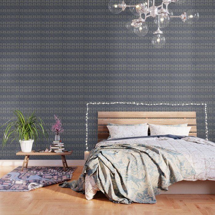 William Morris Brer Rabbit Indigo Blue Vintage Pattern Wallpaper Gallery Image 3