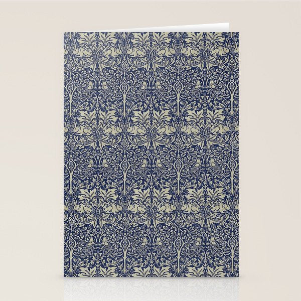 William Morris Brer Rabbit Indigo Blue Vintage Pattern Stationery Card Gallery Image 2