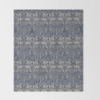 William Morris Brer Rabbit Indigo Blue Vintage Pattern Throw Blanket Gallery Image 2