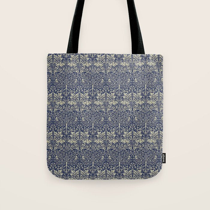 William Morris Brer Rabbit Indigo Blue Vintage Pattern Tote Bag Gallery Image 1