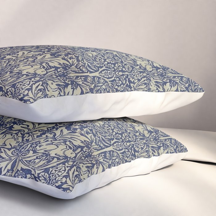 William Morris Brer Rabbit Indigo Blue Vintage Pattern Pillow Sham Gallery Image 3