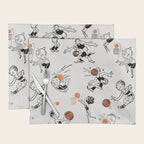 Basketball Fun Comic Illustration Pattern with Balls on Grey Background Placemat Gallery Image 1