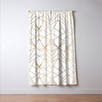 Geometric Gold Pattern With White Shimmer Window Curtain Gallery Image 3