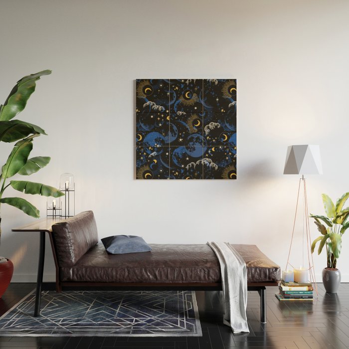 Night sky of stars abstract D Wood Wall Art Gallery Image 2