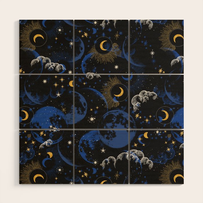 Night sky of stars abstract D Wood Wall Art Gallery Image 1