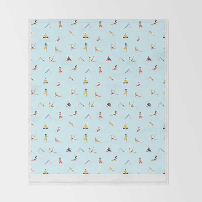 Yoga poses pattern Throw Blanket Gallery Image 2