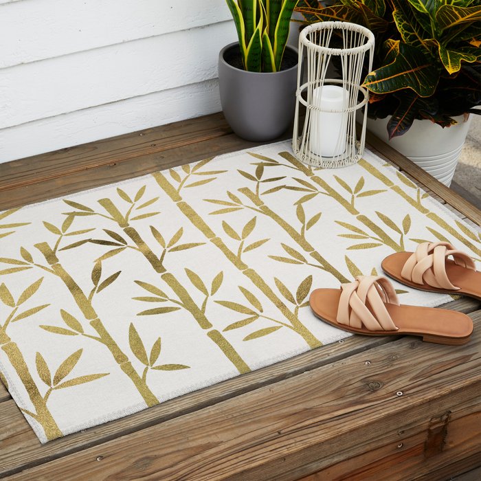 Bamboo Stems - Gold Palette Outdoor Rug Gallery Image 2