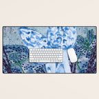 Little Morel Mushrooms in Blue Night Desk Mat Gallery Image 1