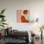 Un-Confine, Free Spirit Colorful People, Plaid Check Pattern Black Woman Afro, Tartar Fashion Eclectic Bohemian, Hep Chic Illustration Painting Wood Wall Art Gallery Image 2