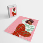 Un-Confine, Free Spirit Colorful People, Plaid Check Pattern Black Woman Afro, Tartar Fashion Eclectic Bohemian, Hep Chic Illustration Painting Jigsaw Puzzle Gallery Image 2